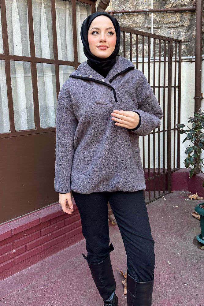 Arles Kanguru Peluş Sweatshirt - Antrasit 