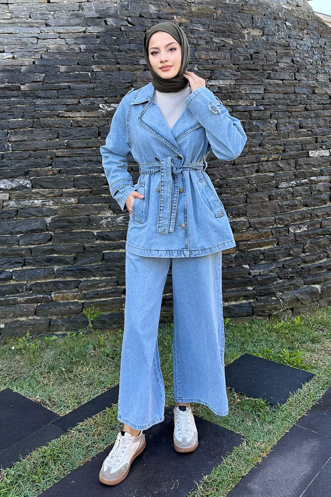 Lauren Kısa Denim Ceket - Açık Mavi - 4