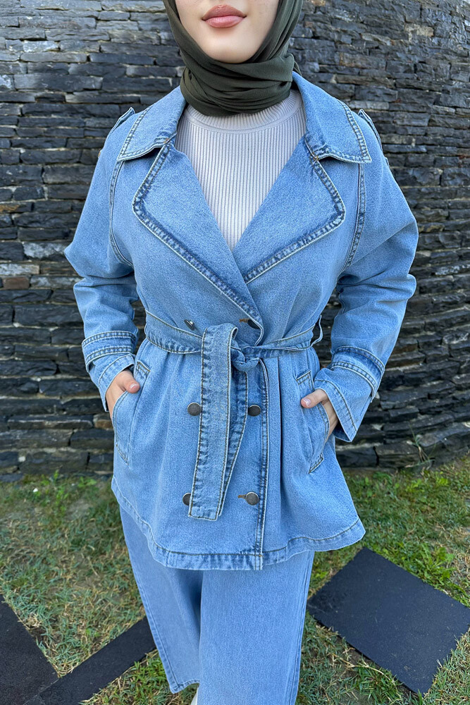 Lauren Kısa Denim Ceket - Açık Mavi - 8