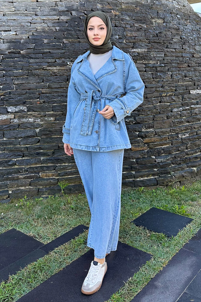 Lauren Kısa Denim Ceket - Açık Mavi - 5