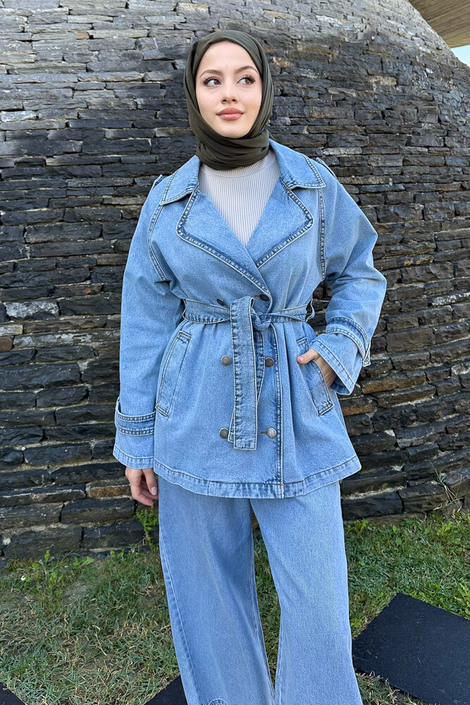 Lauren Kısa Denim Ceket - Açık Mavi - 2