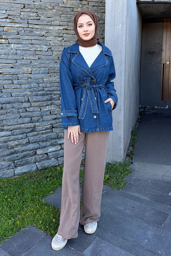 Lauren Kısa Denim Ceket - Koyu Mavi - 7