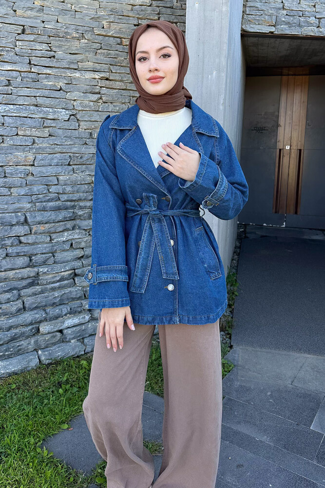 Lauren Kısa Denim Ceket - Koyu Mavi - 2