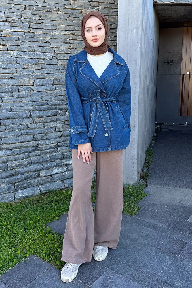 Lauren Kısa Denim Ceket - Koyu Mavi - 4