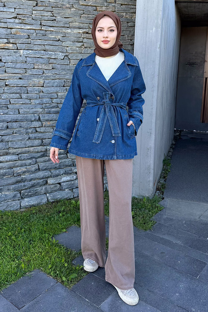 Lauren Kısa Denim Ceket - Koyu Mavi - 1