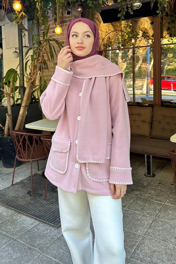 Lizbon Polar Cepli Hırka - Pembe - 2