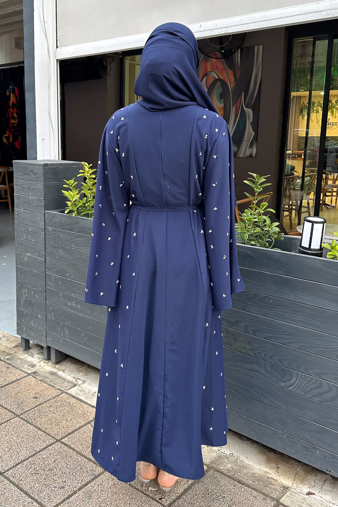 Taşlı Abaya - Lacivert - 7